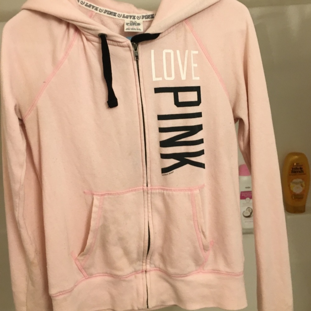 Pink zip up sweater